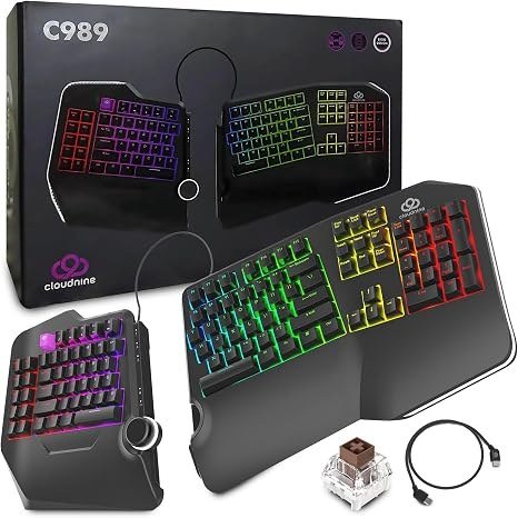 Cloud Nine C989M Ergonomic Mechanical Keyboard for PC - Kailh Tactile Brown Switches