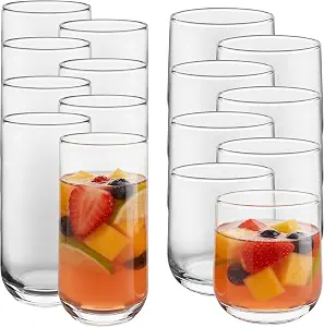 Libbey Ascent Tumbler & Rocks Drinking Glasses Set of 16