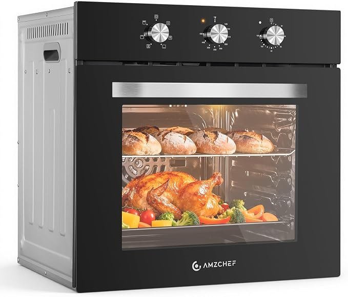 AMZCHEF 24" Single Wall Oven Electric 2800W Convection 2.72 Cu.Ft.